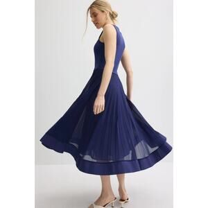 Claudie Pierlot Women's Tradi Sleeveless Pleated Blue Midi Gown Size 1 US XS